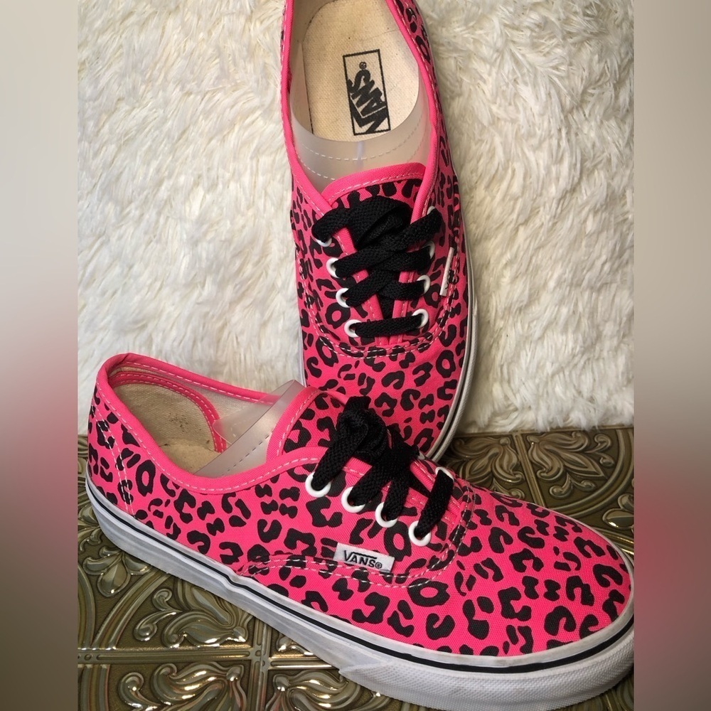 Vans Pink and Black Leopard Sneakers size 3